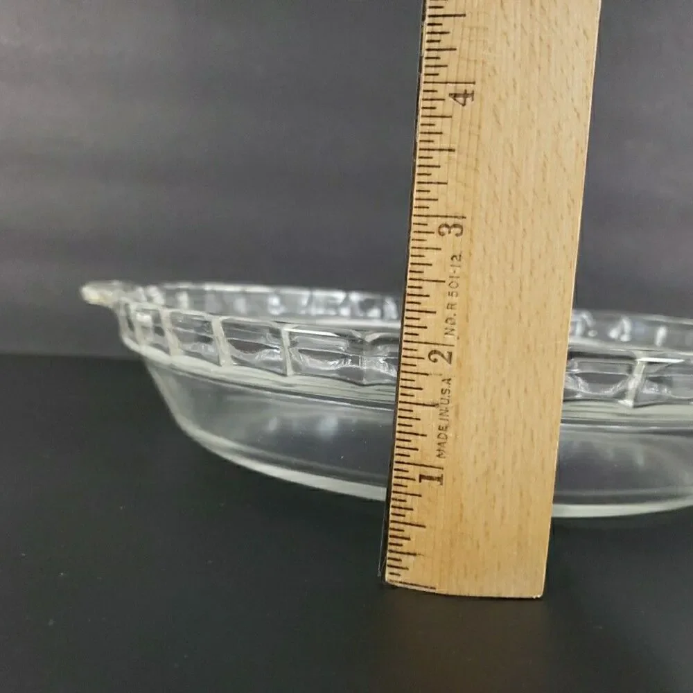 Pyrex Pie Plate 229 23cm #18 Fluted Deep Dish Clear Glass Bakeware VTG MCM